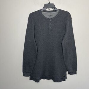 STANLEY Mens Gray Thermal Henley Pullover Shirt Sz XXL 2XL Cotton-Blend Waffle